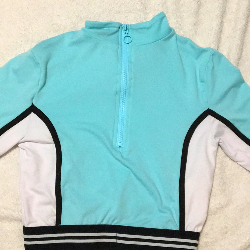 Cropped teal sweater, so cute and affordable!